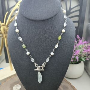 Vintage Mexico Sterling Silver Citrine Quartz Pearl Necklace